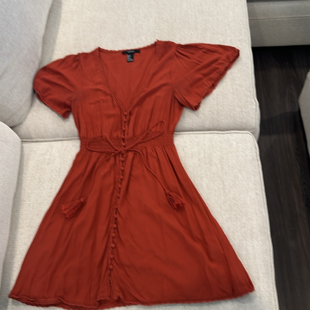 Burnt orange button up dress